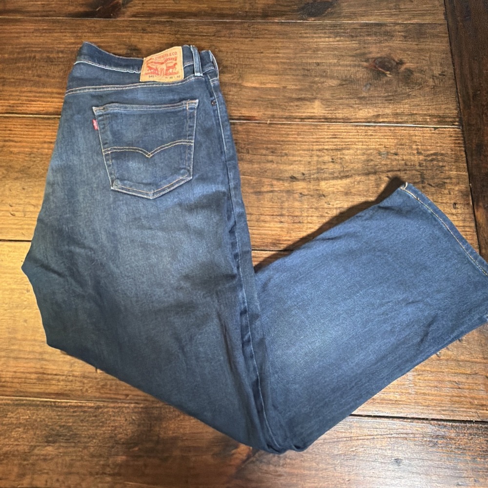 Levis 541 Athletic Fit Mens Jeans 36x32 Blue Denim Tapered Stretch